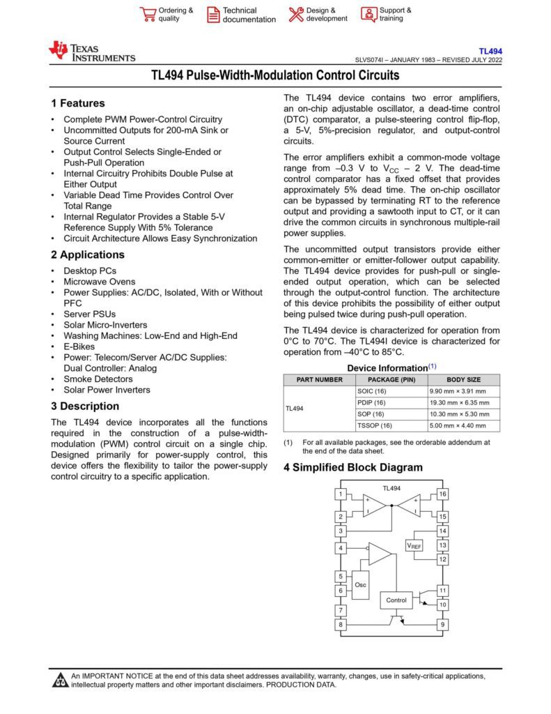TL494 PWM CONTROLER IC DIP-16