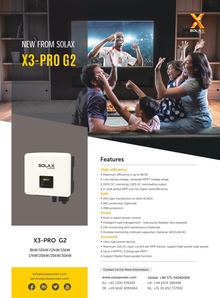 SOLAX POWER 25KW X3-PRO G2 3Ph On-Grid Solar inverter