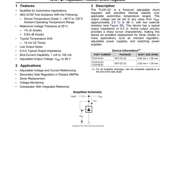 TL431 36V 100mA PRICISION SHUNT REGULATOR TO-92