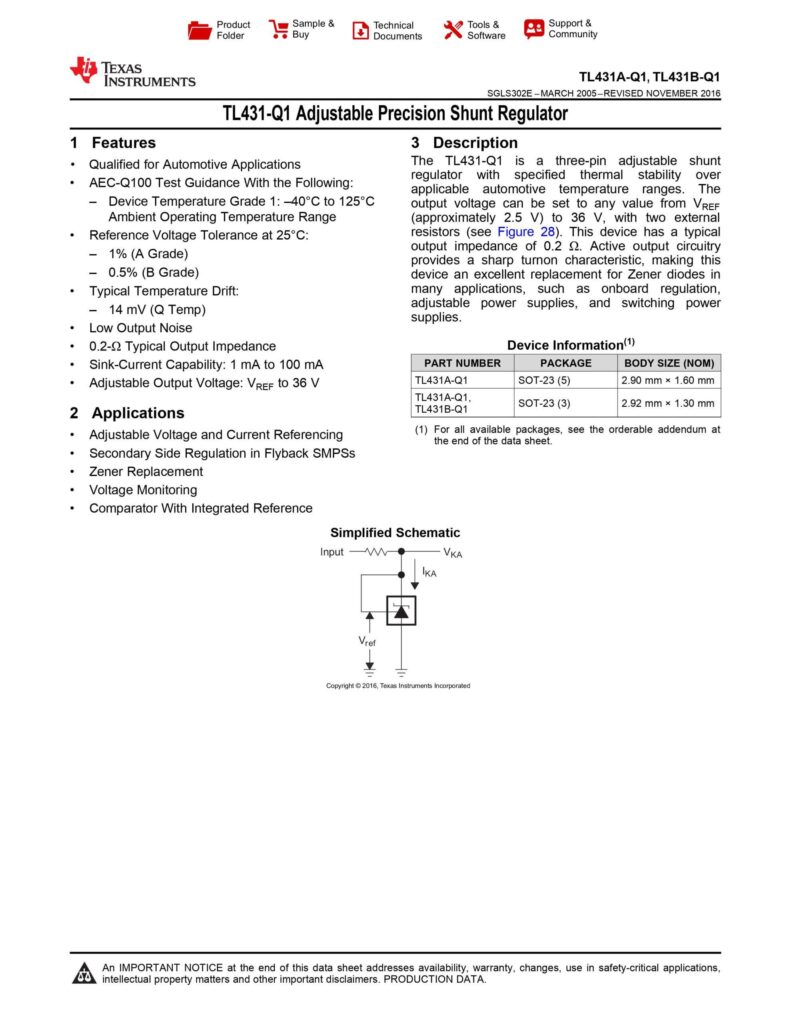 TL431 36V 100mA PRICISION SHUNT REGULATOR TO-92