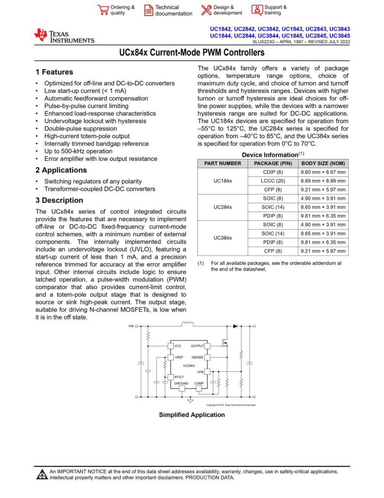 UC3844 CURRENT MODE PWM IC DIP-8