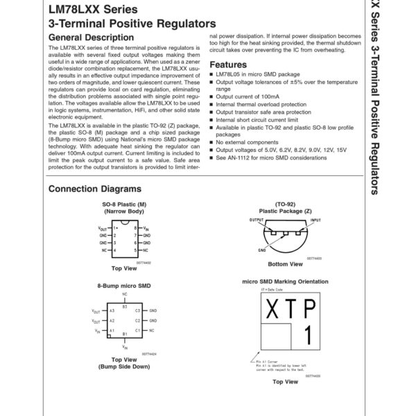 LM78L05 30V 100mA POSITIVE VOLTAGE REGULATOR TO-92