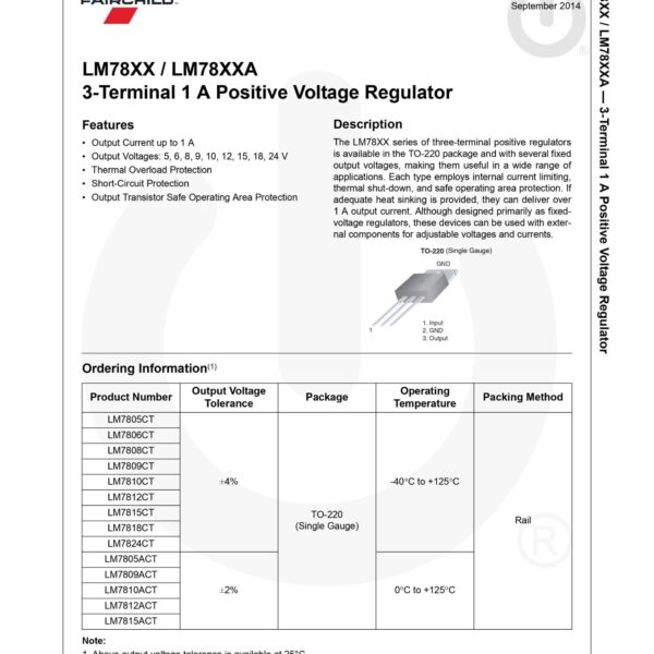 LM7812 POSITIVE VOLTAGE REGULATOR TO-220