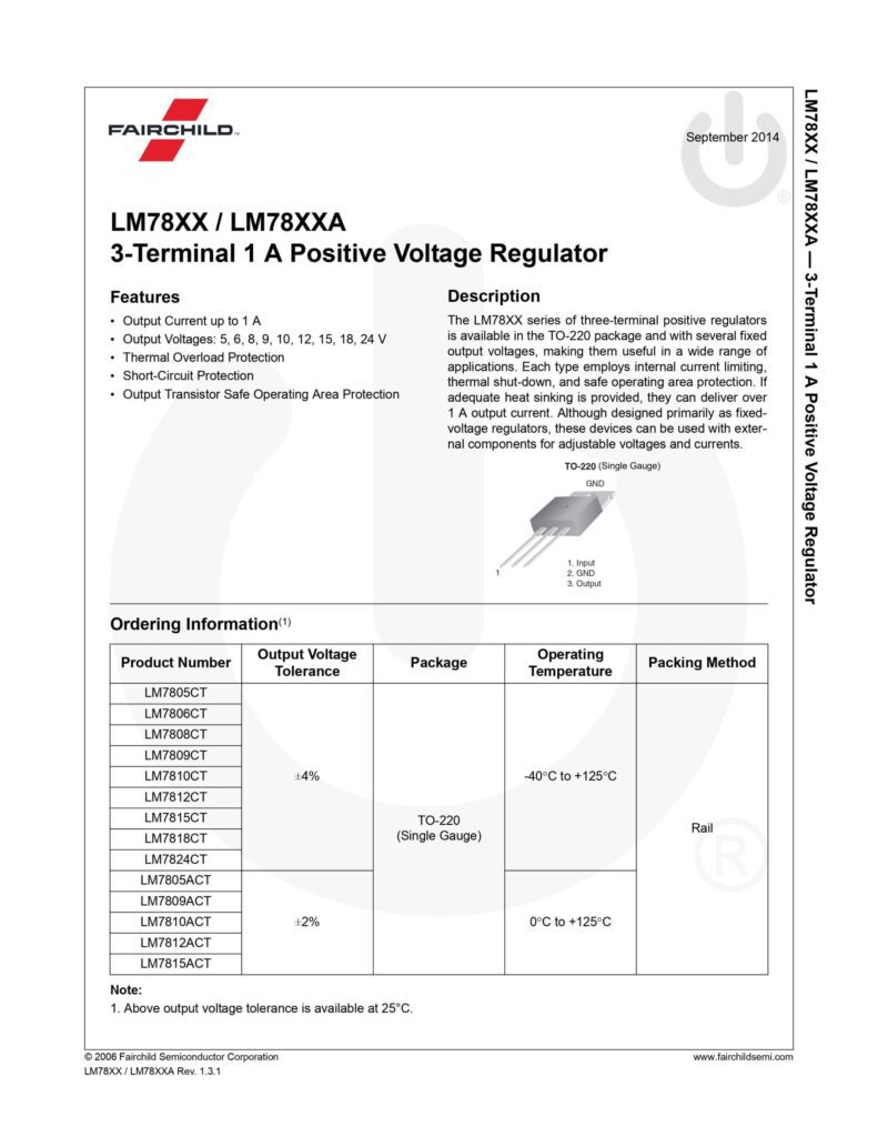 LM7812 POSITIVE VOLTAGE REGULATOR TO-220