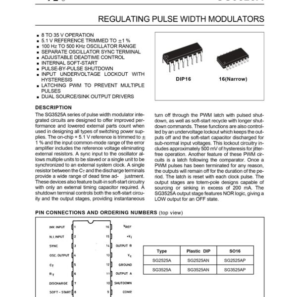 SG 3525 PWM CONTROLLER IC NARROW SOP-16