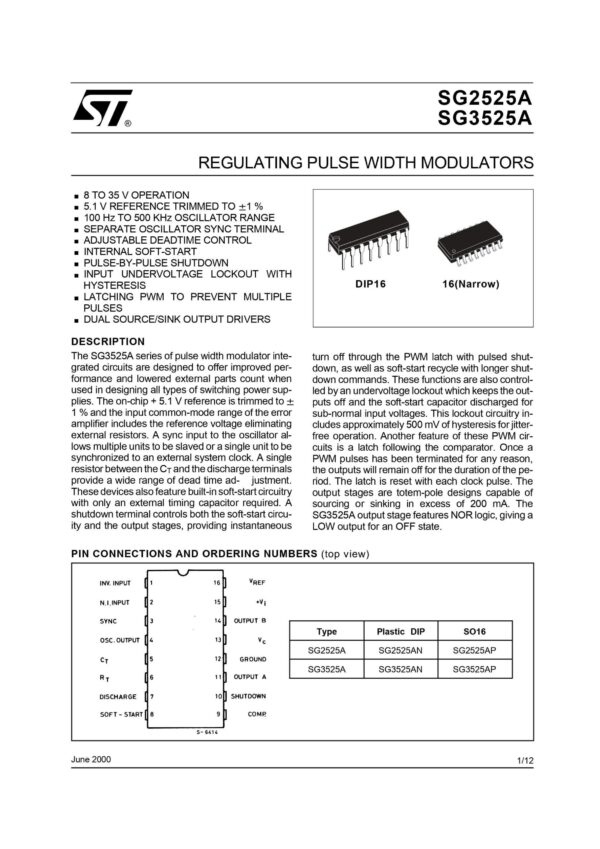 SG 3525 PWM CONTROLLER IC NARROW SOP-16 - Image 2