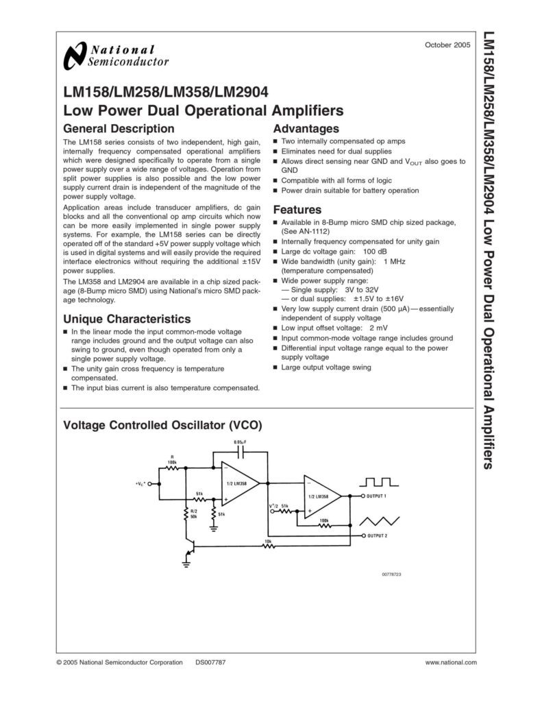 LM258 LOW POWER DUAL OPERATION AMPLIFIER SOD-8