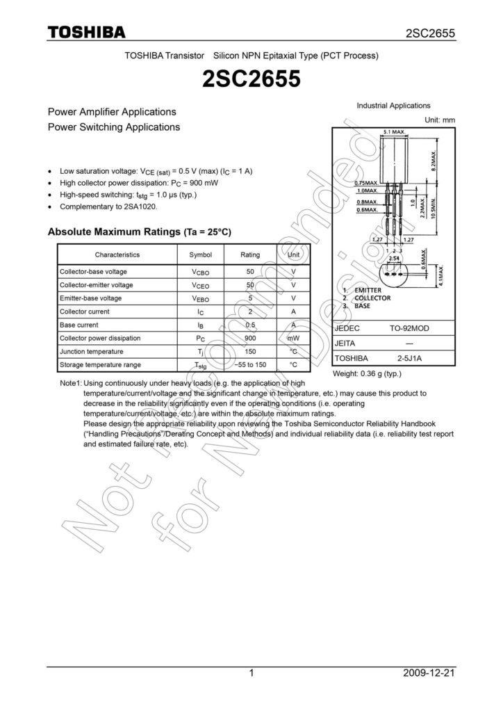 2SC2655 C2655 NPN TRANSISTOR TO-92