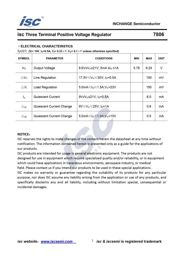 L7806V 6V 1A POSITVIE VOLTAGE REGULATOR TO-220