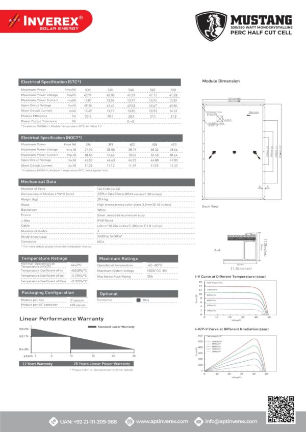 INVEREX MUSTANG 550W MONO PERC SOLAR PANEL - Image 3