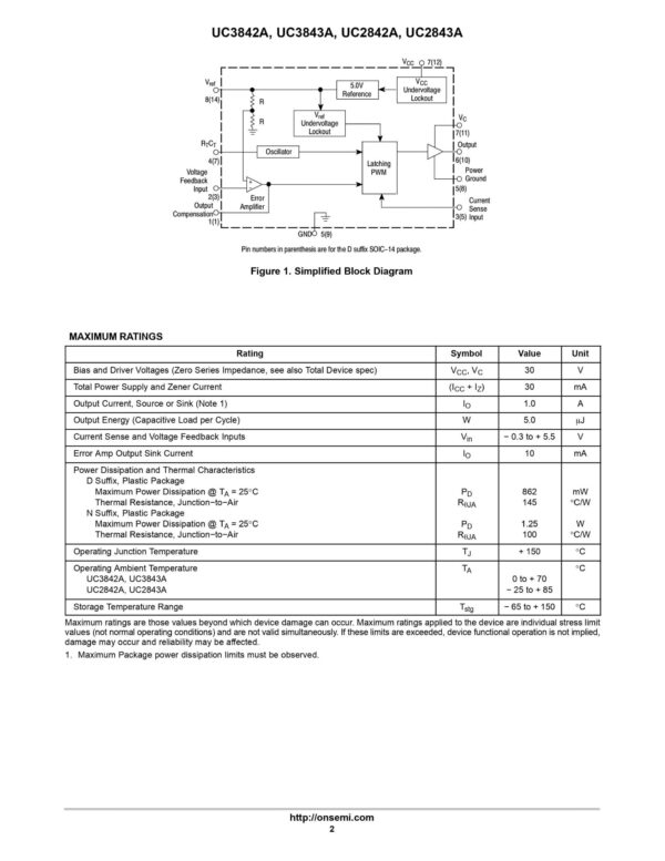 UC3843BN CURRENT MODE PWM IC SMD SOP-8 - Image 3