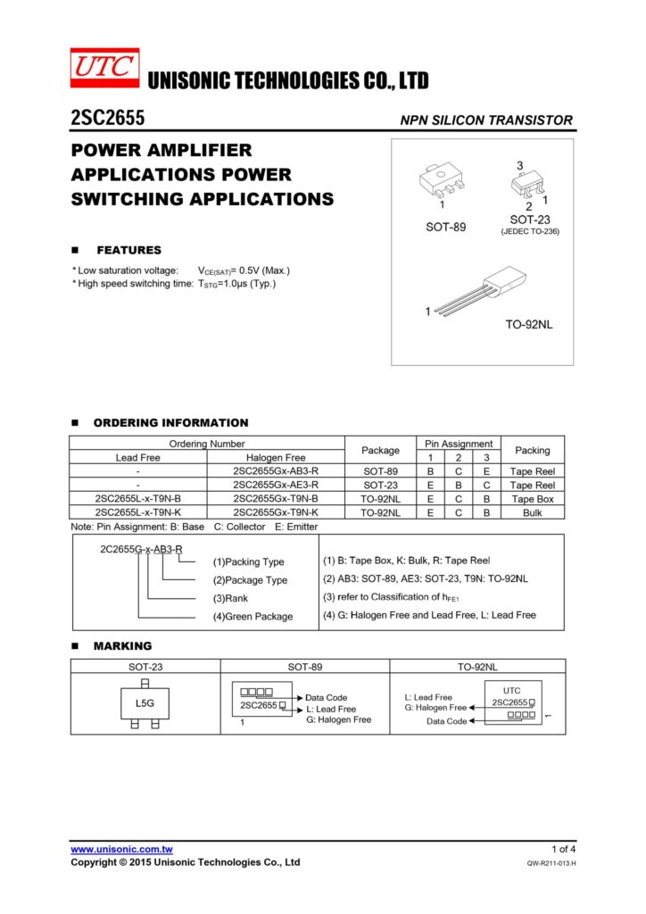 2SC2655 NPN TRANSISTOR SOT-89