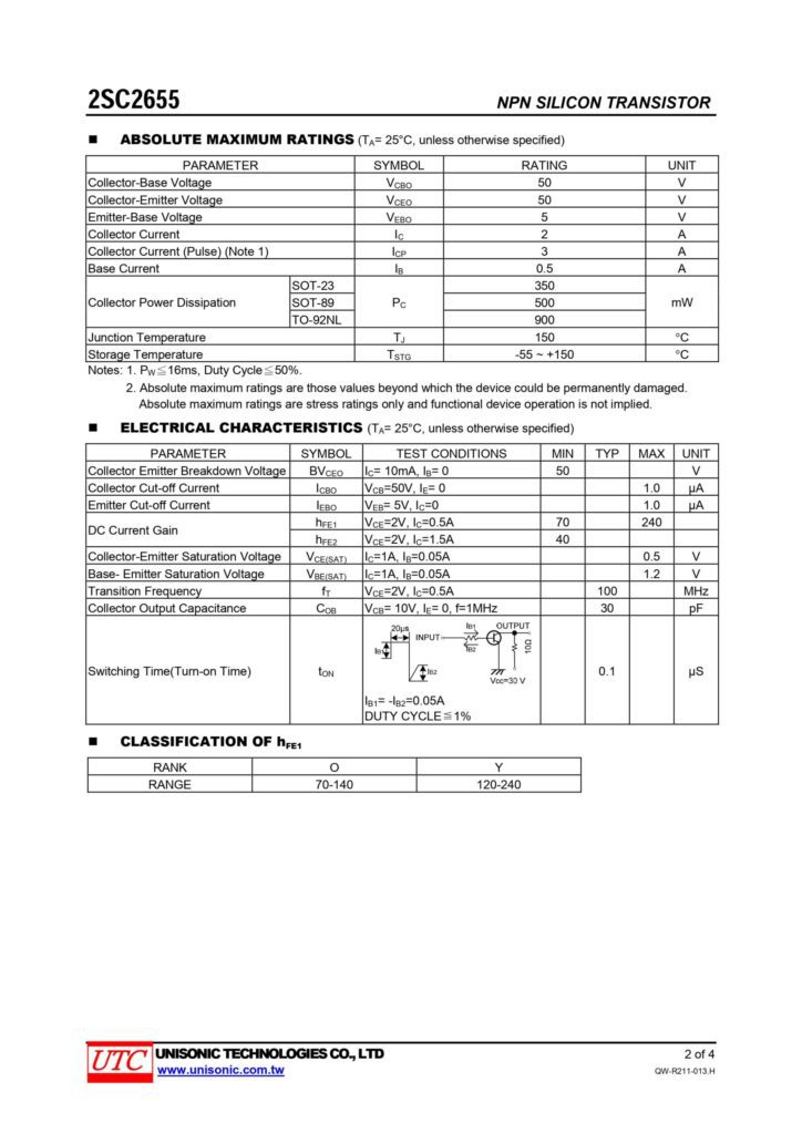 2SC2655 NPN TRANSISTOR SOT-89