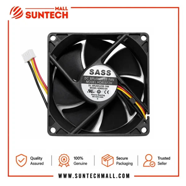 Sass HD80S12H 0.4A 3Line 4Pin 12 Volt Dc Fan