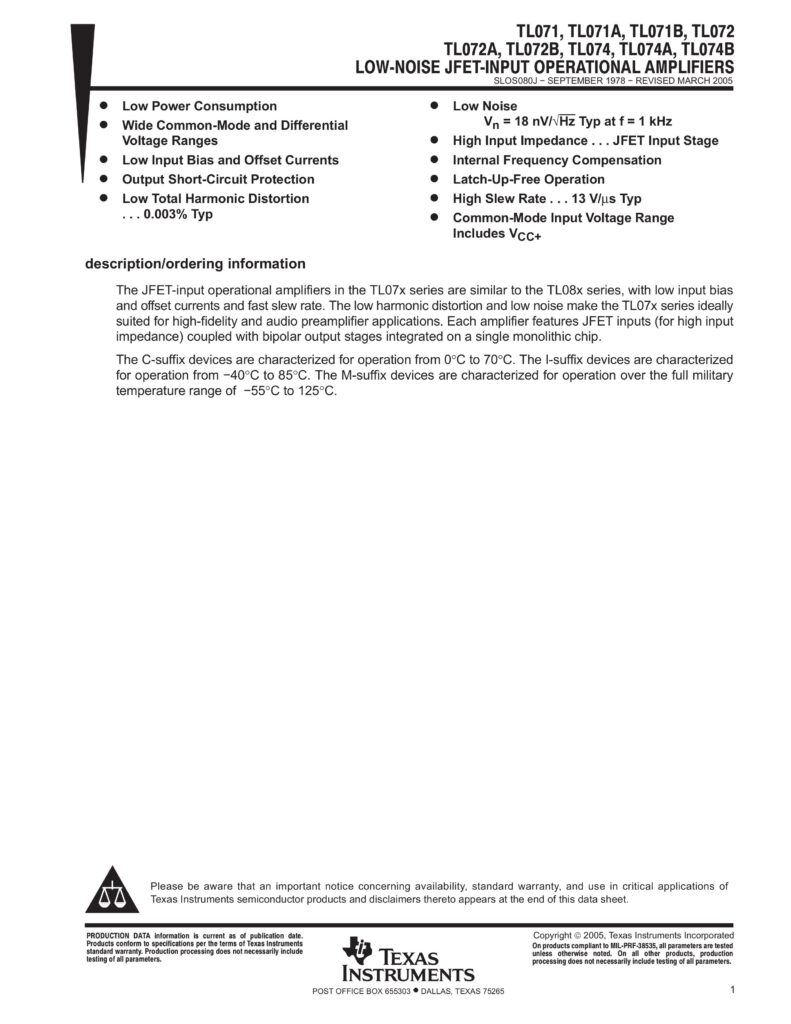 TL072 Operational Amplifier SOD-8