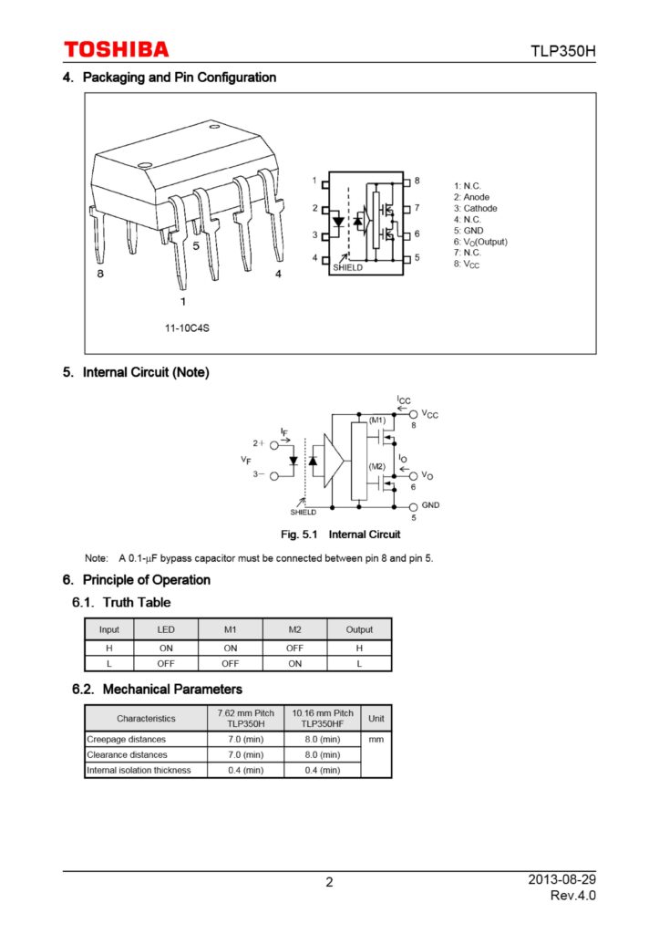 TLP350H GATE DRIVER OPTOCOUPLER SO-8