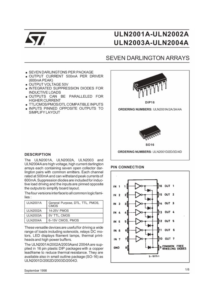 ULN2003D Seven Darlington arrays Ic So-16 – Best and Reliable