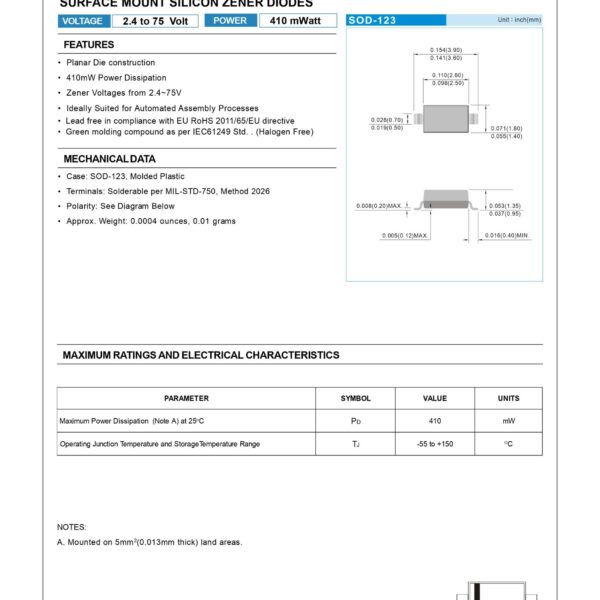 BZT52C6V2 WA 6.2V SMD ZENER DIODE SOD-123