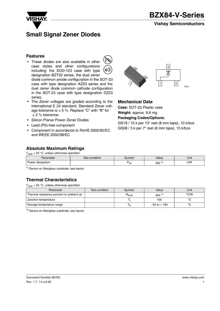 BZX84C18-V Y6 18V ZENER DIODE SOT-23