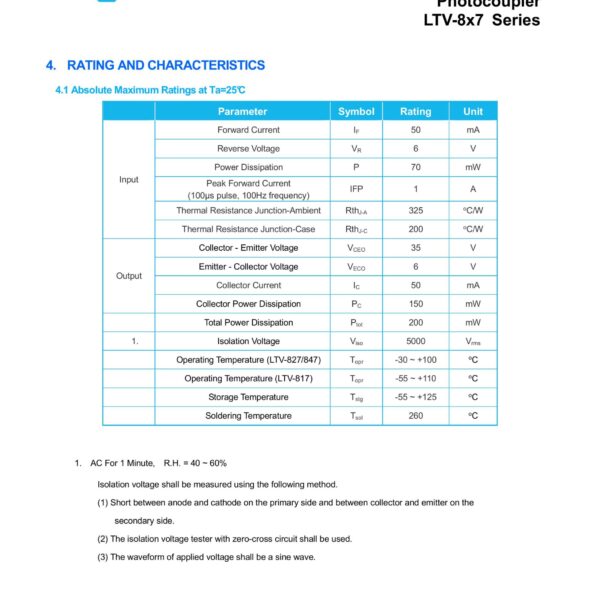 PC817 GENERAL PURPOSE PHOTOCOUPLER SOD-4