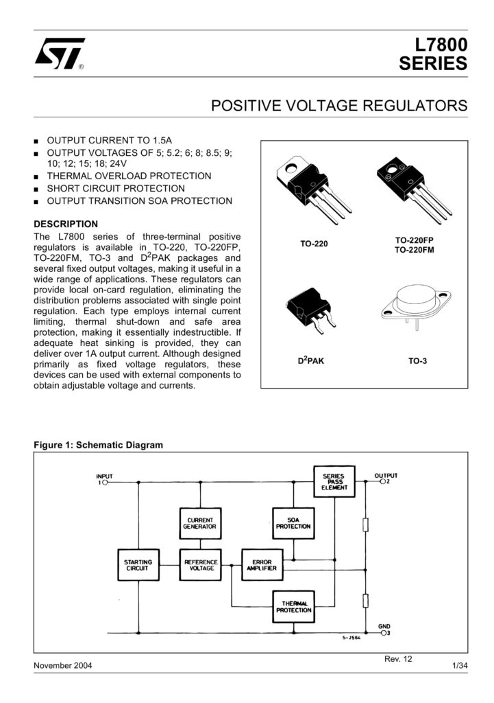 L7805 CV 40V 1.5A POSITIVE VOLTAGE REGULATOR TO-220