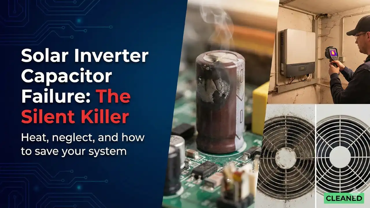 Solar inverter capacitor failure due to heat and poor maintenance in Pakistan