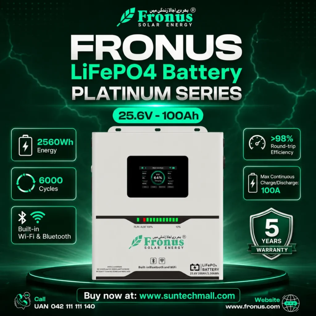 Fronus LifePo4 Platinum series 2.5KWH 100A battery bank