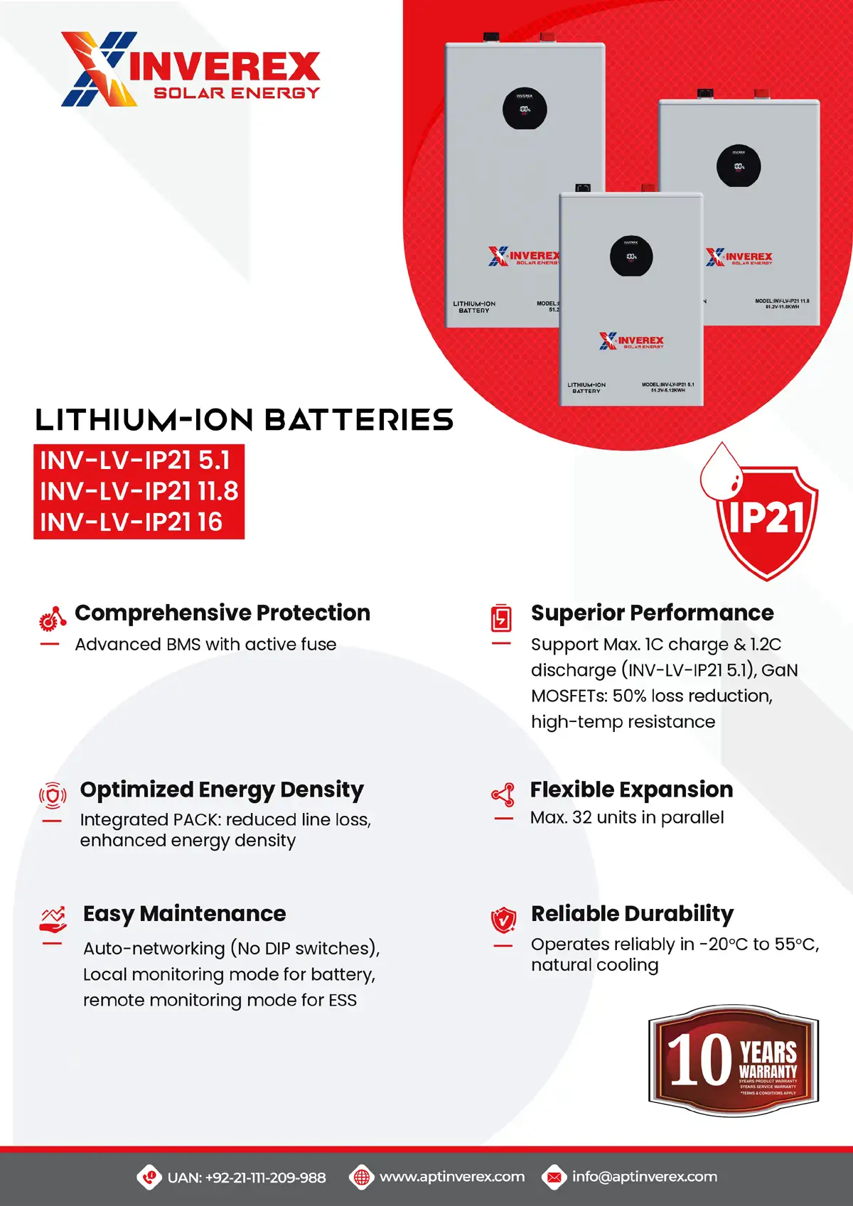 Inverex power wall 48v 100A 5.1kwh IP21 Battery bank