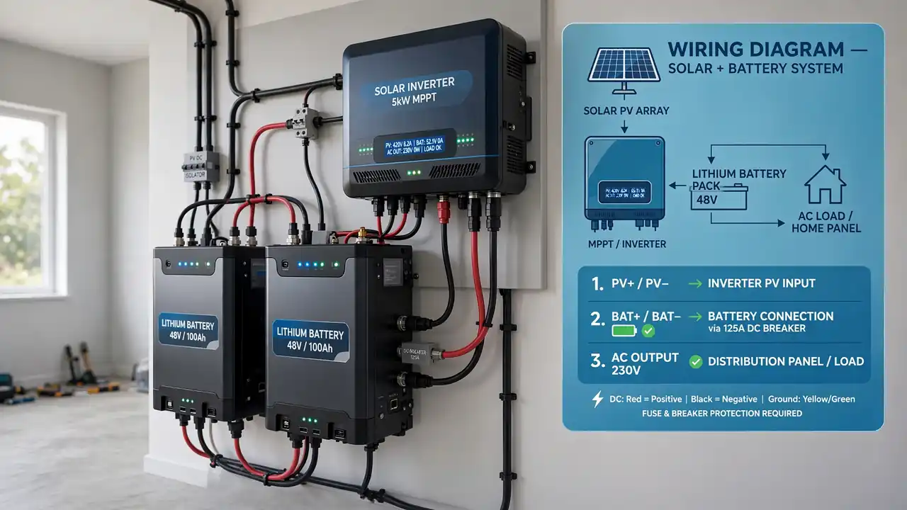Solar inverter battery setup wiring