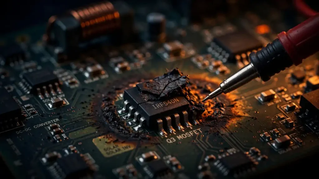 Burnt MOSFET on solar inverter circuit board
