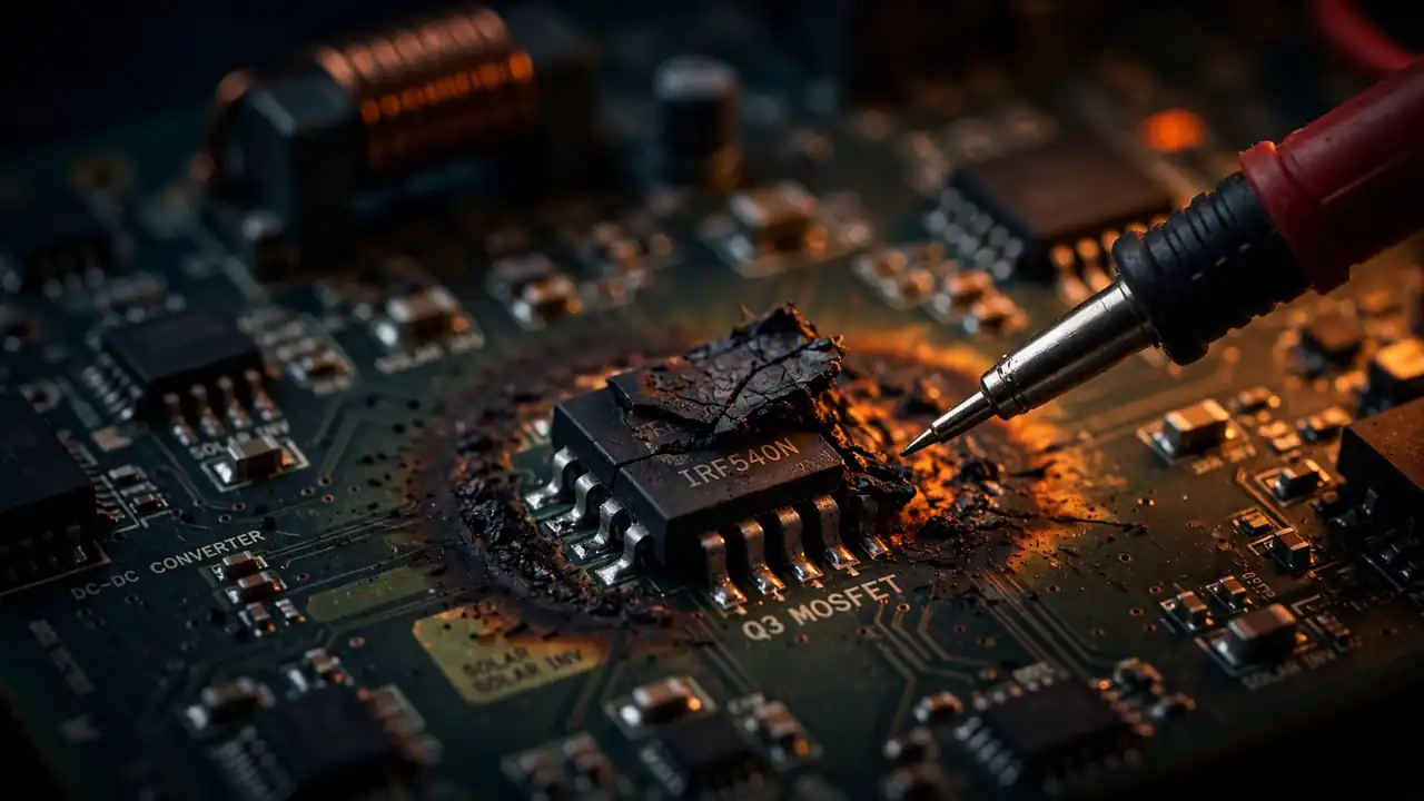Burnt MOSFET on solar inverter circuit board