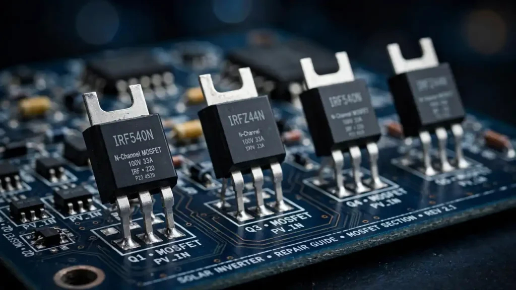 Power MOSFET transistors for solar inverter repair