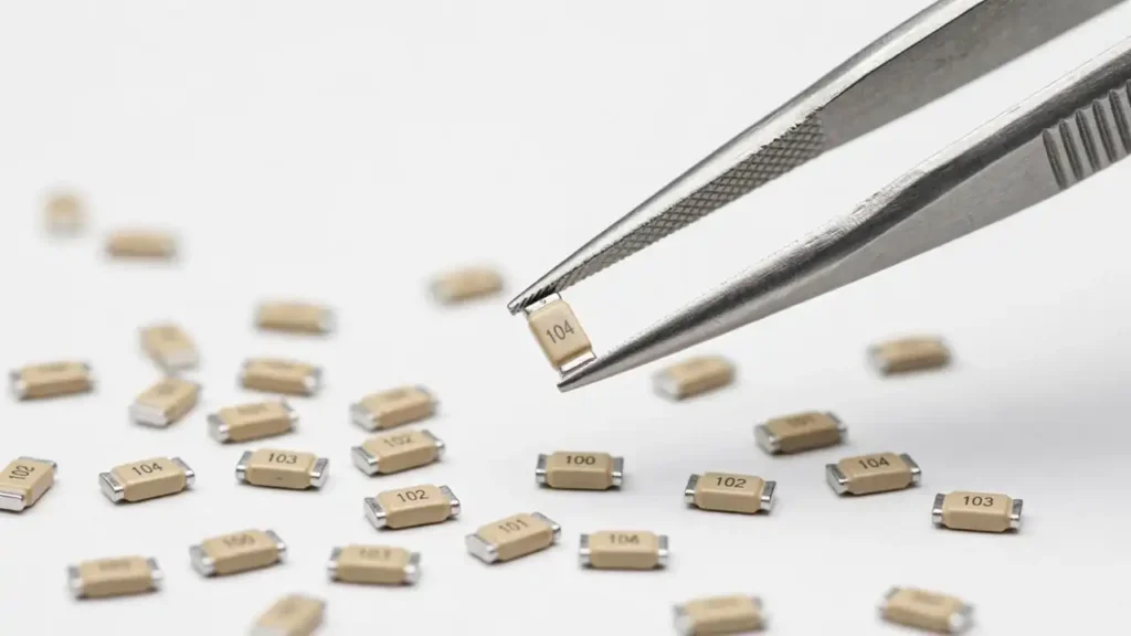 50V 4.7nF 0603 SMD ceramic capacitor close-up on PCB