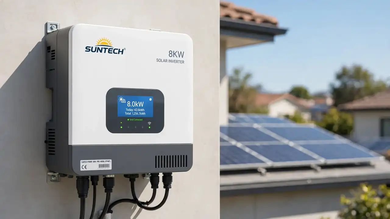 8KW solar inverter installed with solar panels on a Peshawar rooftop